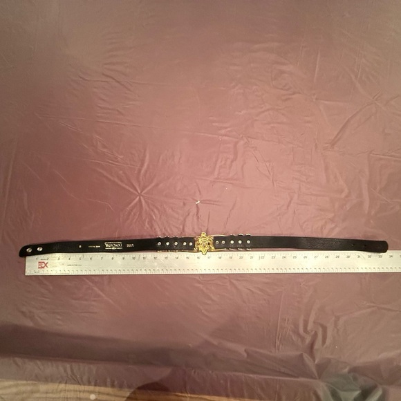 Doncaster Black Suede Leather 1” Belt w/ Gold/Silver Hardware Size Medium $198 - Picture 4 of 9